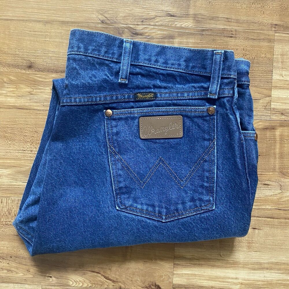 VTG 90s Wrangler Men's 42x32 Cowboy Cut Straight Leg Denim Blue Work Jeans 13MWZ